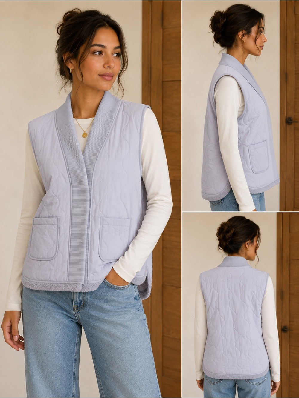 Westbound Light Lavender Quilted Sleeveless Vest